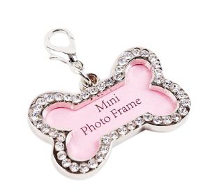 Bone Shaped Rhinestone Writable ID Tags