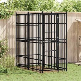 Dog Kennel Black Powder-Coated Steel