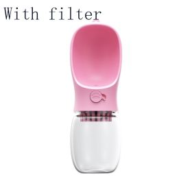 Pet Water Cup Outdoor Portable Water Bottle (Option: Pink With filter-350ML)