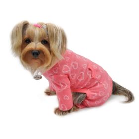 Blush of Love Fleece Turtleneck Pajamas (Color: pink, size: L)
