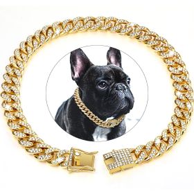 Dog Chain Crystal Collar With Secure Buckle (Color: Rose Gold, size: XS)