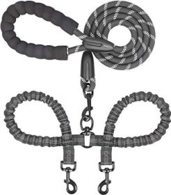 No Tangle Dual Dog Leash with 360 Swivel (Color: Blue, size: length)