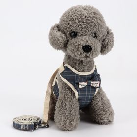 Adorable Breathable Mesh Harness with Leash (Color: Checkered Blue, size: S)