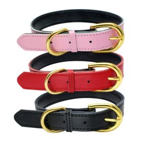 Genuine Leather Dog Collar; Soft Padded Breathable Adjustable Tactical Waterproof (colour: purple, Specification (L * W): L 51*2.5cm)