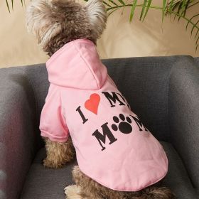 Pet Hoodie For Small & Medium Dogs; I Love My Mom Hoodie (Color: pink, size: L)