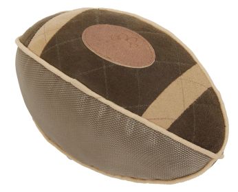 Pet Life 'Pugskin' Durable Oxford Nylon and Mesh Plush Squeaky Football (Color: Olive Green)