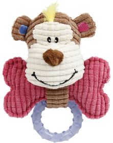 Pet Life 'Paci-Plush' Plush Squeaking and Rubber Teething Toy (Color: Pink / Brown)