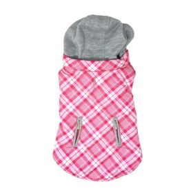Weekender Dog Sweatshirt Hoodie - Pink and White Plaid Fabric (Option: Small)